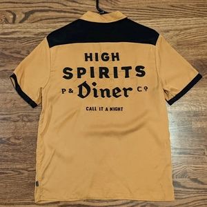 P&Co button up short sleeve bowling streetwear workwear mustard yellow England